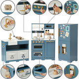 Little Chef Atlanta Large Modular Play Kitchen - Stone Blue/Gold