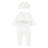 White Bow Formal Babygrow & Beret