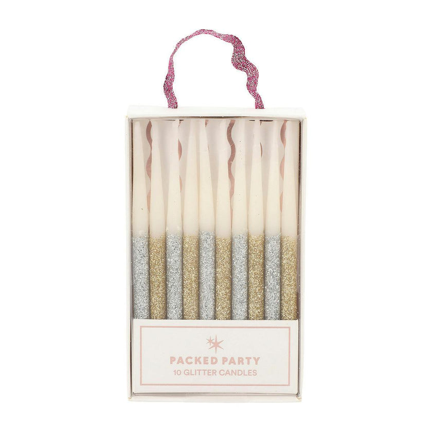 Metallic Glitter Birthday Candles (set of 10)