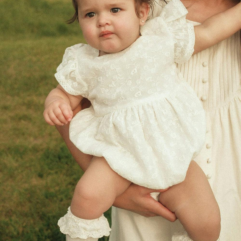 Baby Alaina Romper in Ivory