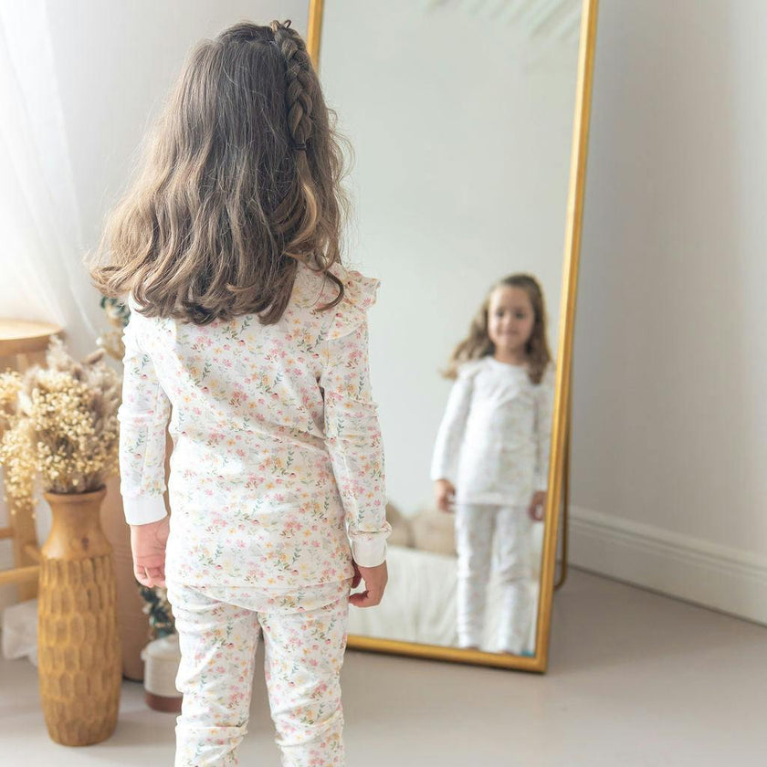 Winter Flowers Pima Long Pajama Set