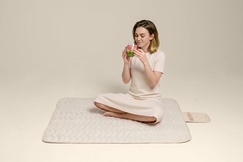 Portable Wander Classic Playmat | Check, Oat | Toddlekind