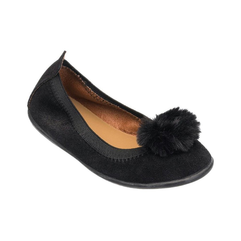 Suede Pom Pom Ballerina