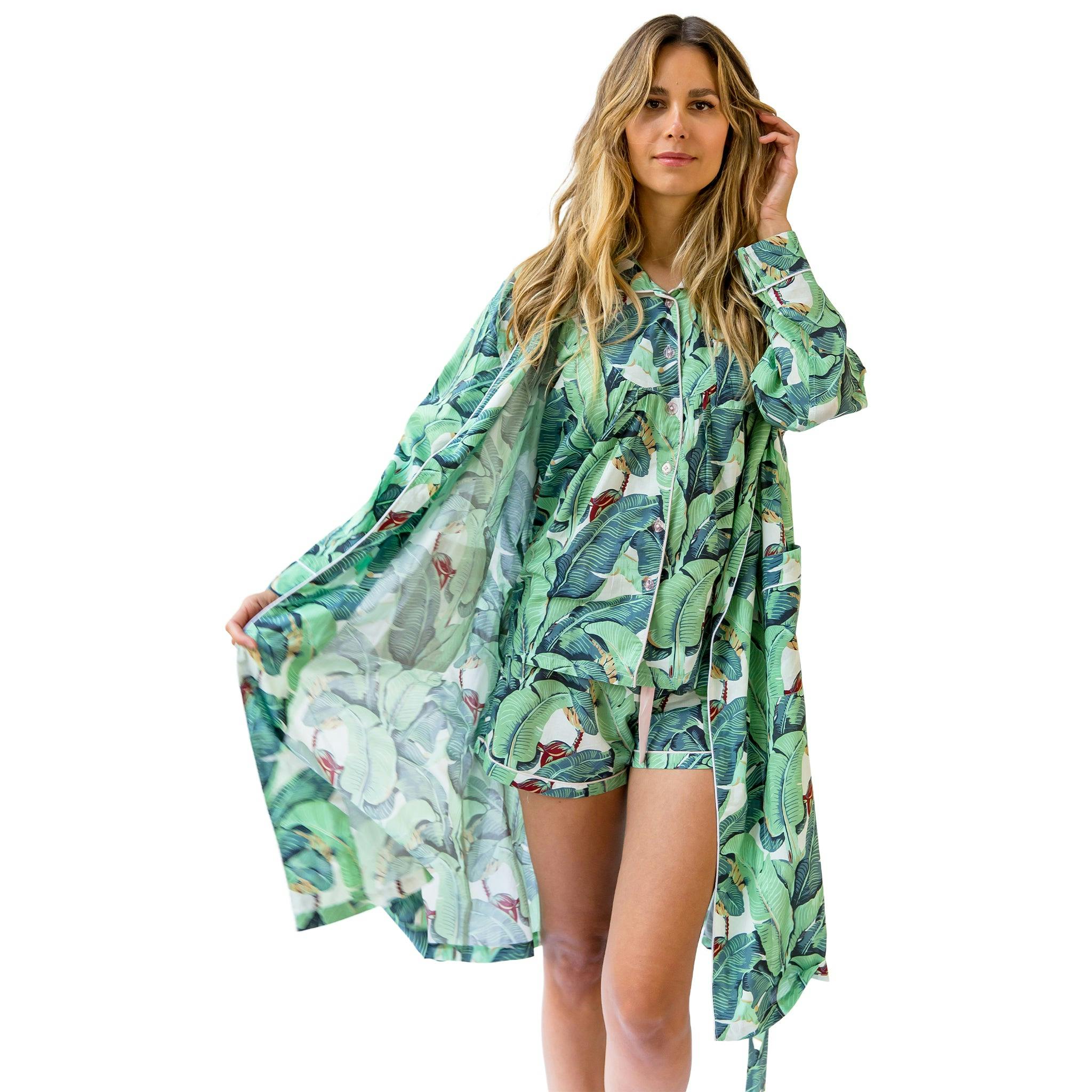 Women's Martinique® Green Banana Leaf Robe