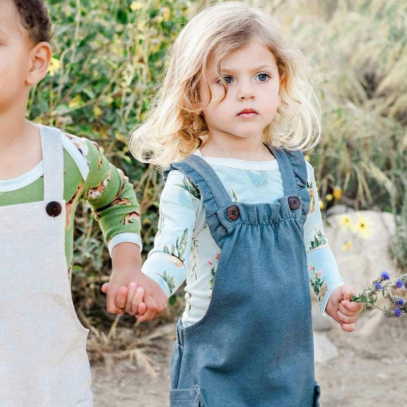 Rust Pinstripe Ruffle Overall