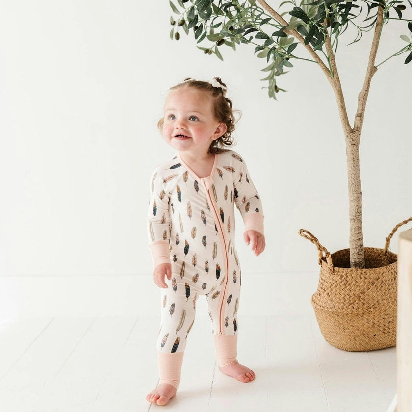 Long Sleeve Zip Romper Hair Bow