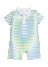 Peter Pan Polo Romper - Greenview Stripe