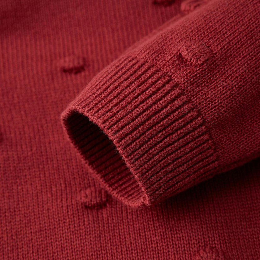 Wine Knit Popcorn Cardigan