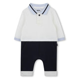 Baby Boys Ivory & Navy Blue Romper