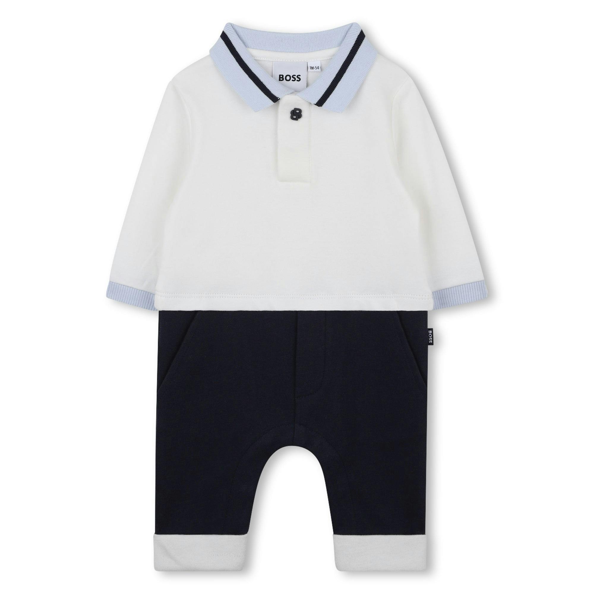 Baby Boys Ivory & Navy Blue Romper