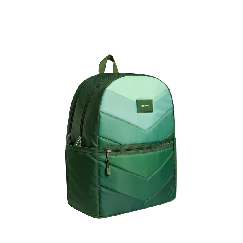 Kane Double Pocket Large Backpack, Green Chevron