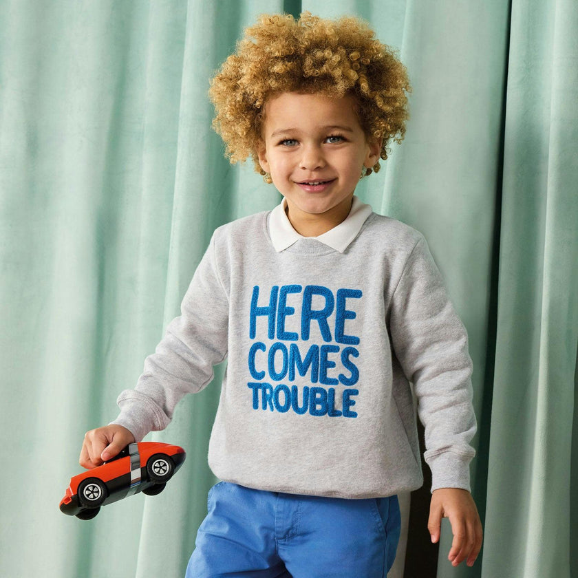 Here Comes Trouble Sweatshirt in Grey Marl
