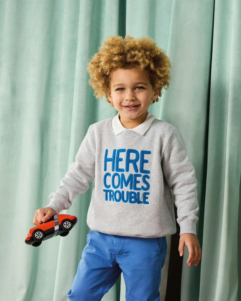 Here Comes Trouble Sweatshirt in Grey Marl