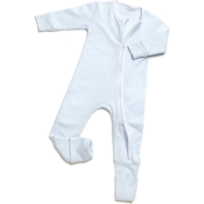 Convertible 2-Way Zip Striped Pima Footie Pajama