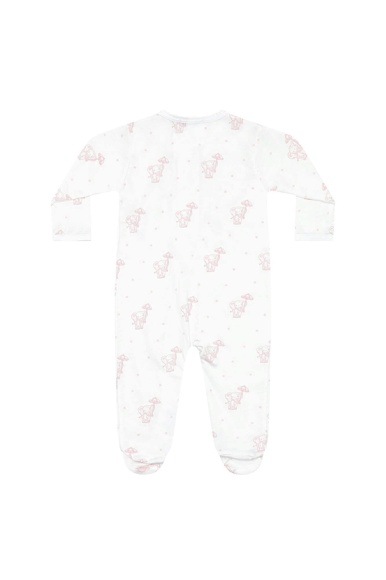 Pink Elephant Zipper Footie