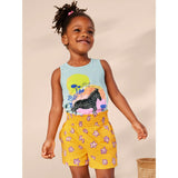 Paperbag Smocked High-Waist Mid-Thigh Shorts, Purple