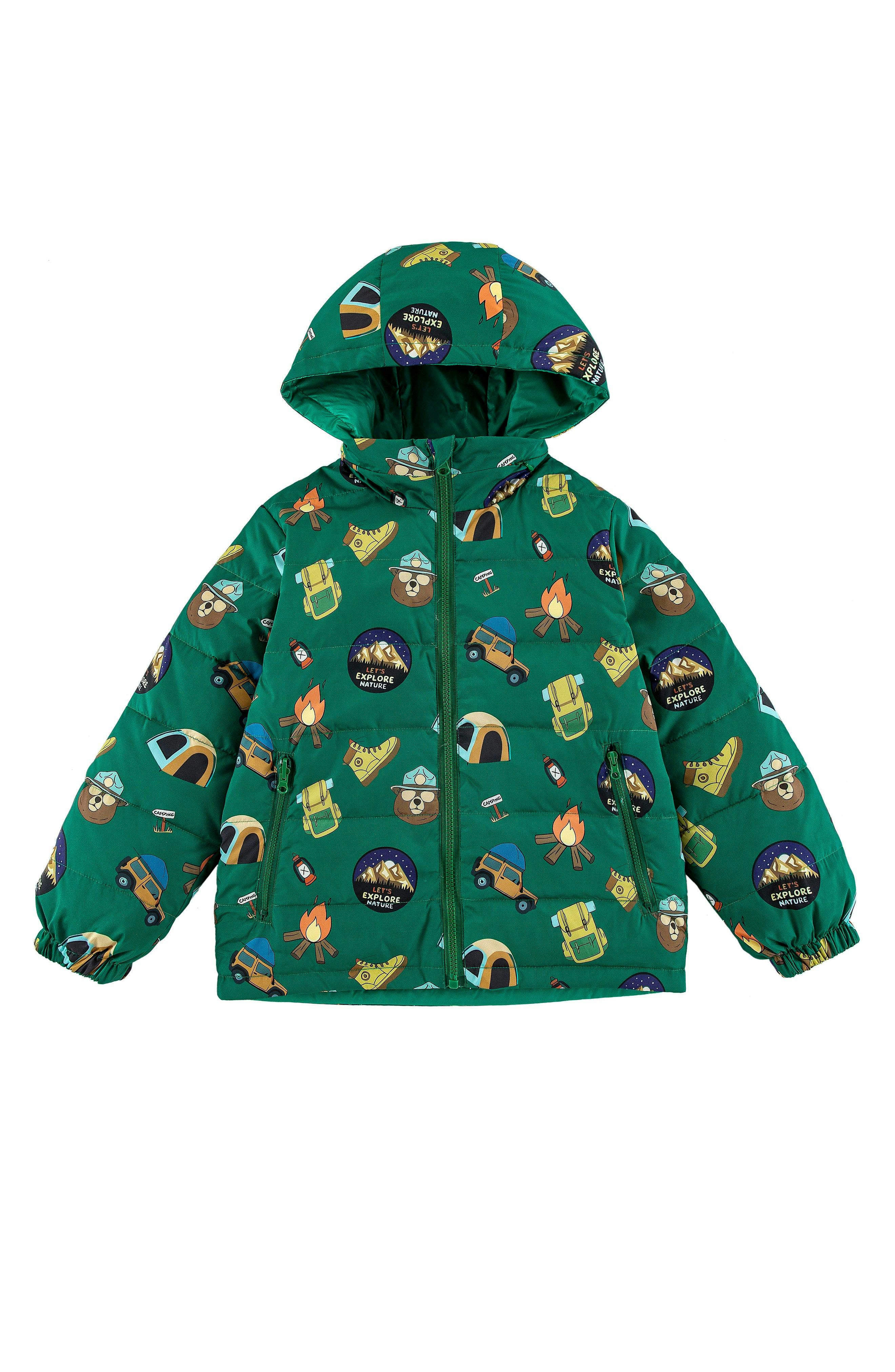 Blake Hooded Reversible Lightweight Down Puffer Jacket, Camping Adventure