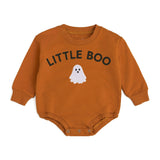 Little Boo Patch Halloween Long Sleeve Romper
