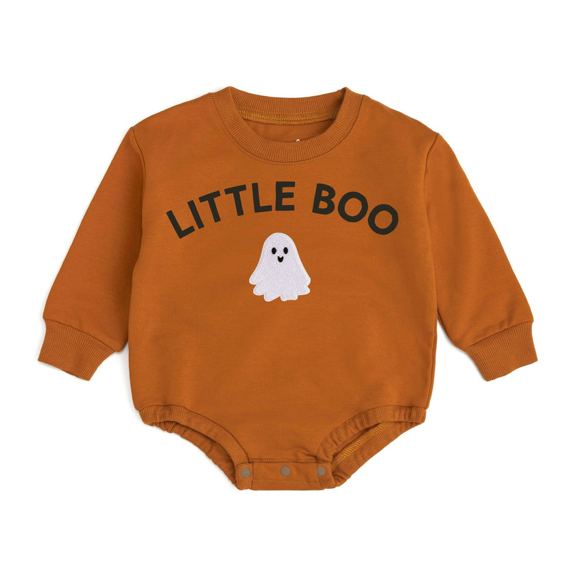 Little Boo Patch Halloween Long Sleeve Romper