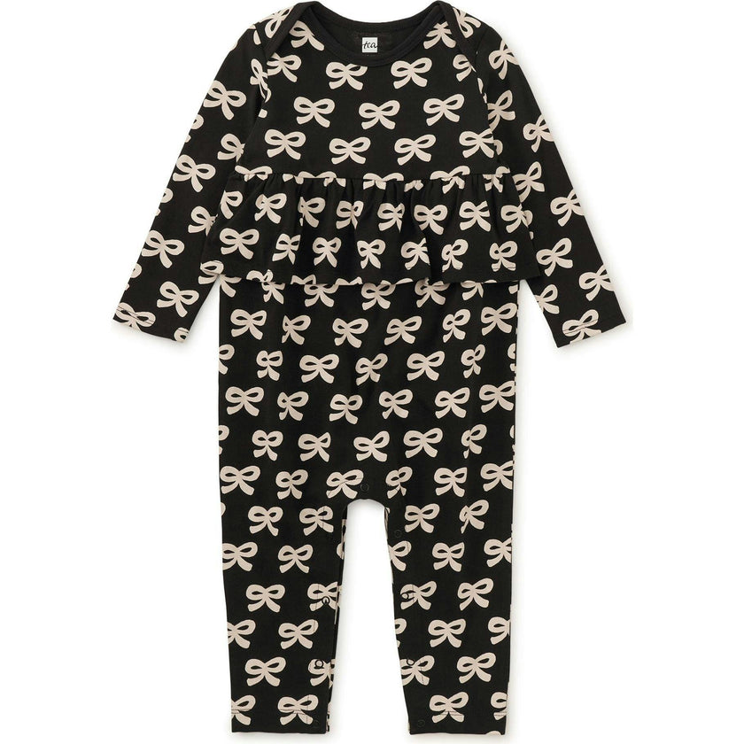 Pretty Peplum Baby Romper, Black