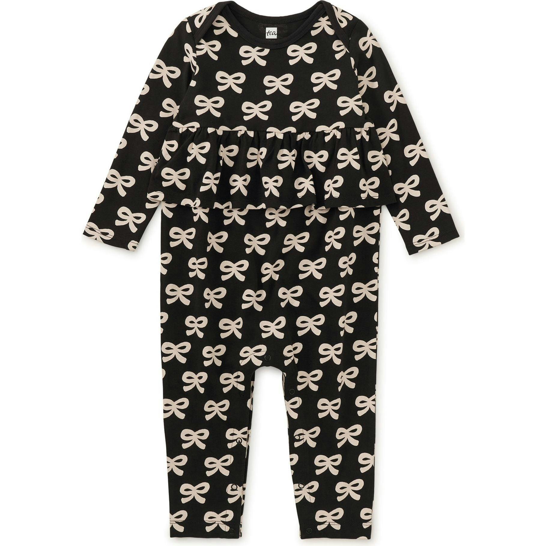 Pretty Peplum Baby Romper, Black