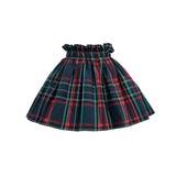 Navy & Plaid Two-Piece Bow Skirt Set