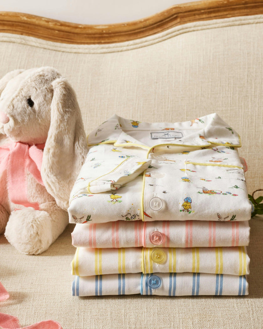 Kid's Twill Pajama Short Set in Periwinkle Stripe