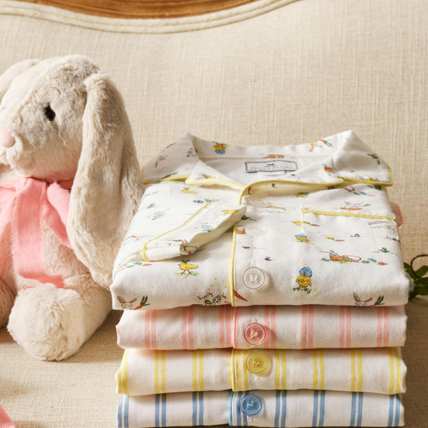 Kid's Twill Pajama Set in Periwinkle Stripe