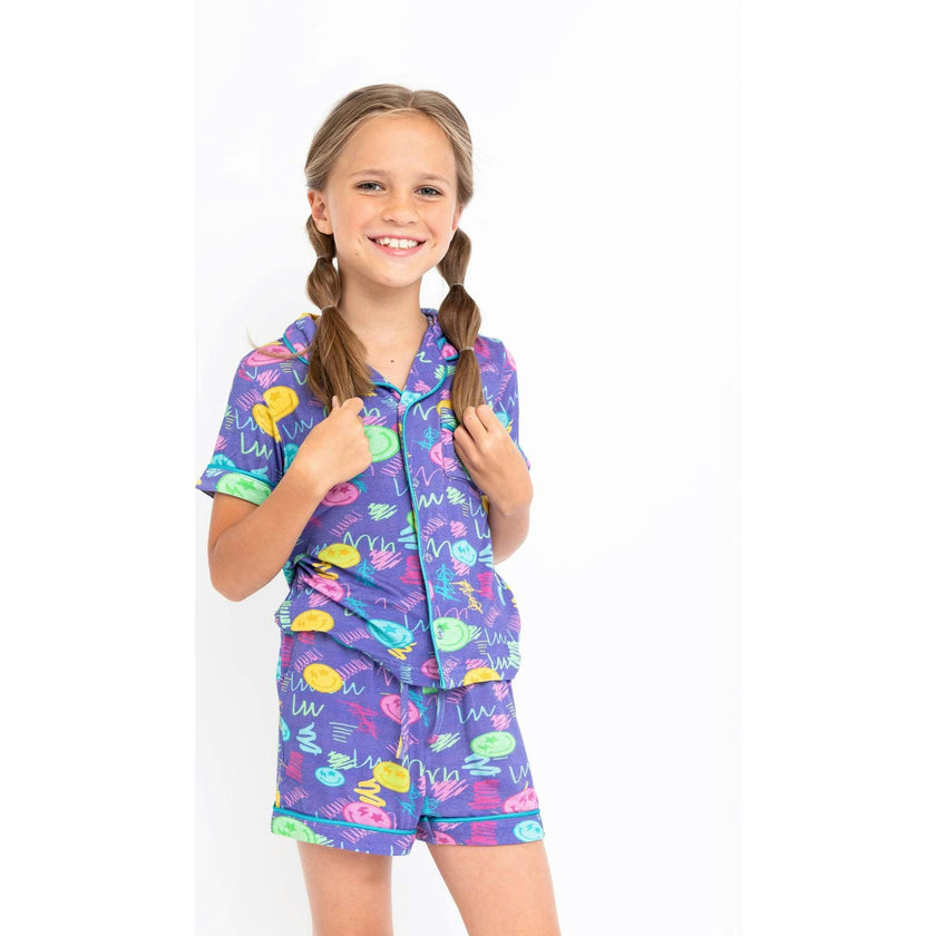 Smiley Face Short Sleeve Pajama Set