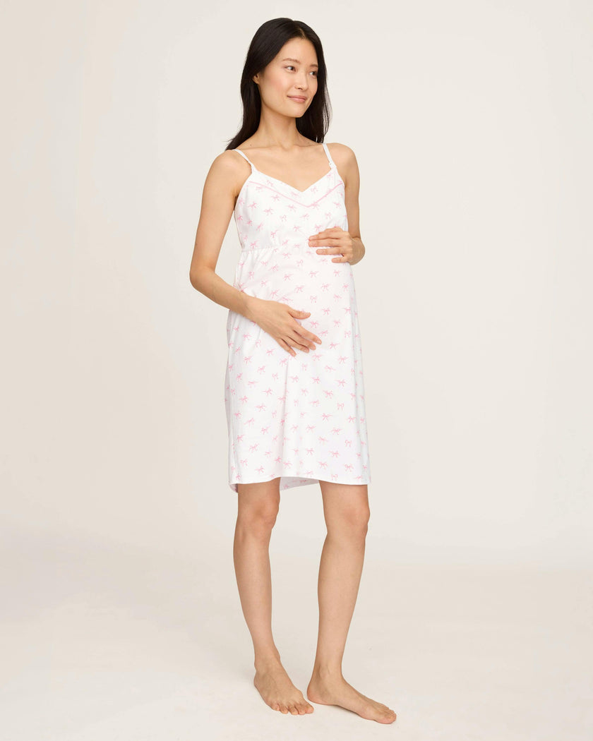 Women's Pima Maternity Nightgown in Blushing Bows