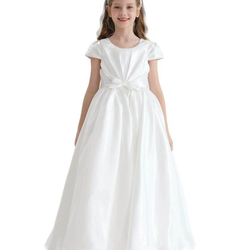 White Bow Long Brea Dress