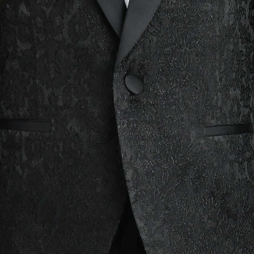 Textured Suit Set with Satin Lapels