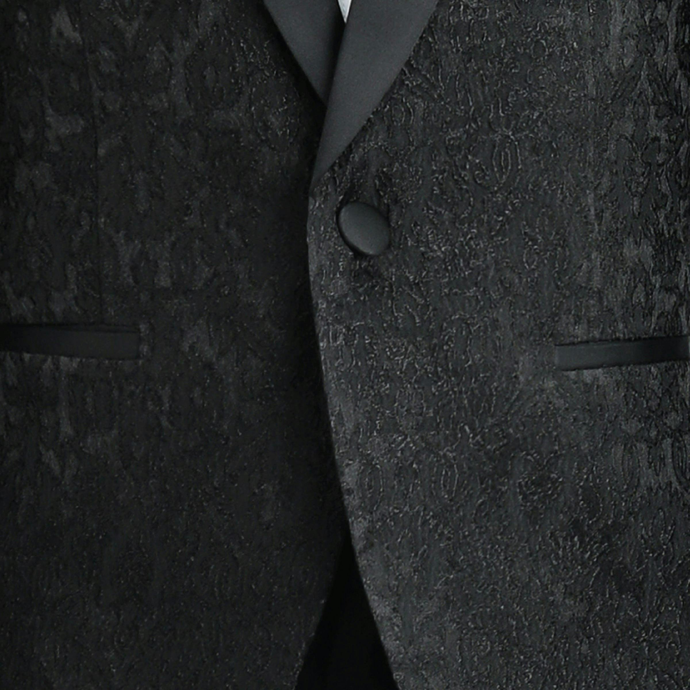 Textured Suit Set with Satin Lapels