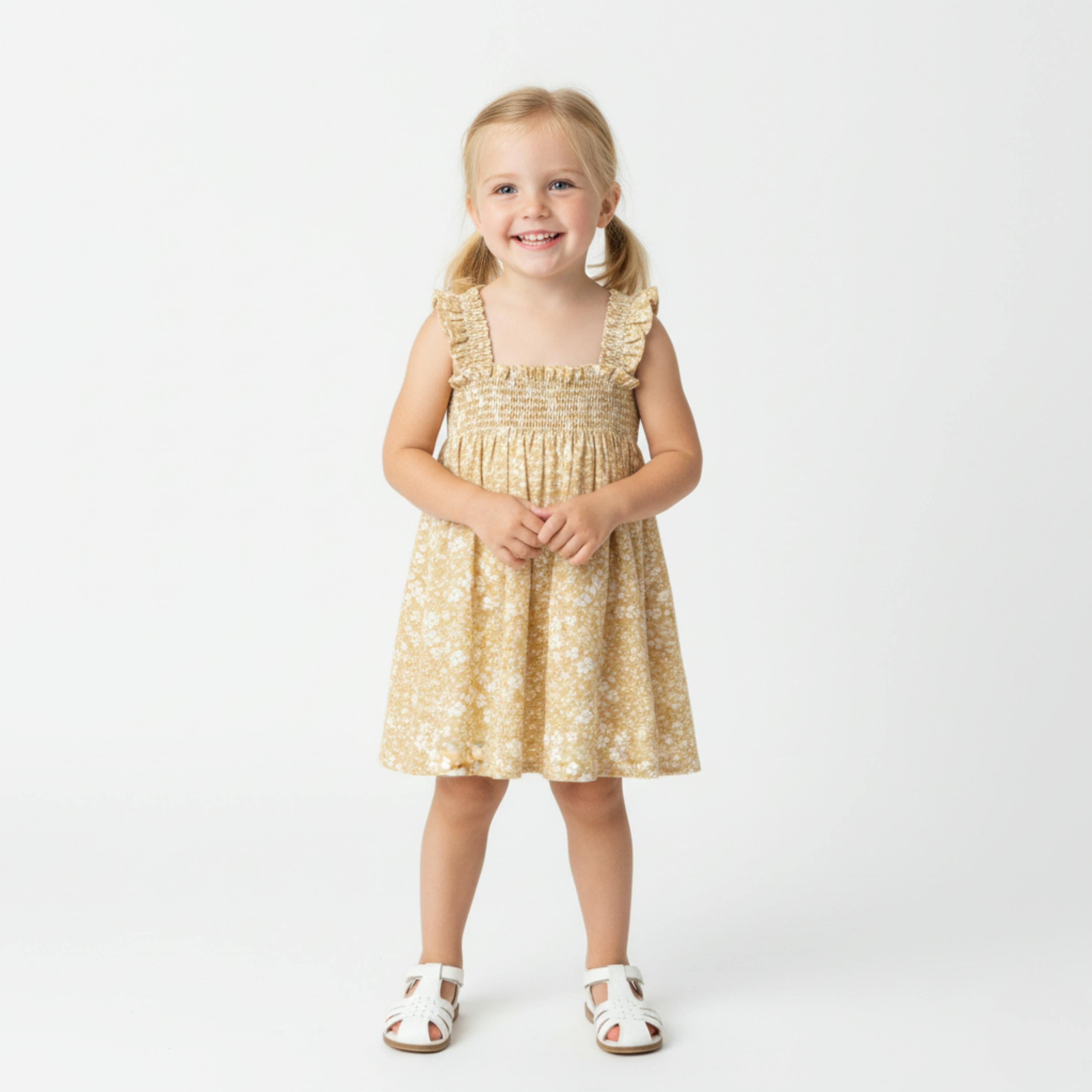 Organic Smocked Sundress - Yellow Blossom
