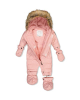 Baby Original One Piece Puffy Snowsuit With Removable Mittens And Boots Pale Dusty Pink