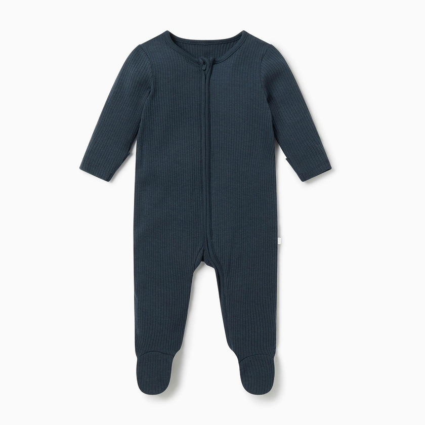 Ribbed Clever Zip Footed Baby Pajamas