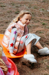 Fiona Metallic Puffer Vest, Pink