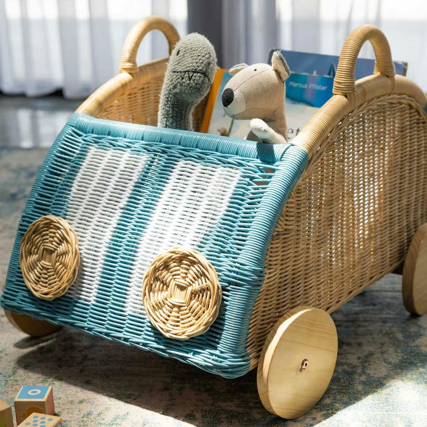 Handcrafted - Archie Storage Wagon - Rattan Wicker