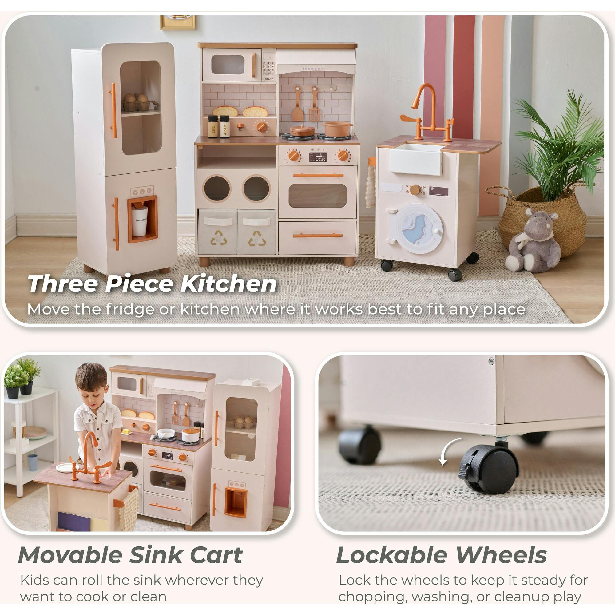 Teamson Kids Little Chef Savannah Wooden Play Kitchen with 21 Accessories