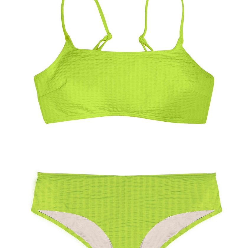 Teen Two-Piece Swimsuit, Bralette & Shorty - Waffle Lime