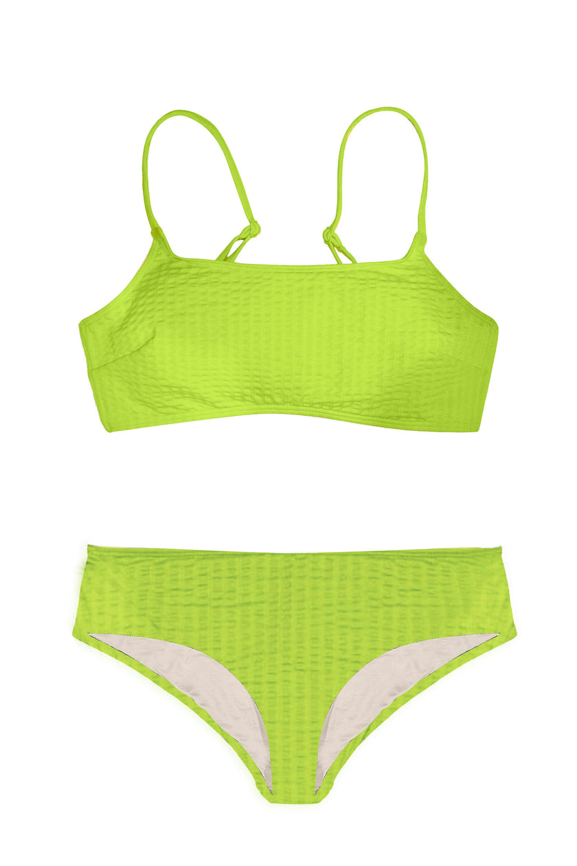 Teen Two-Piece Swimsuit, Bralette & Shorty - Waffle Lime