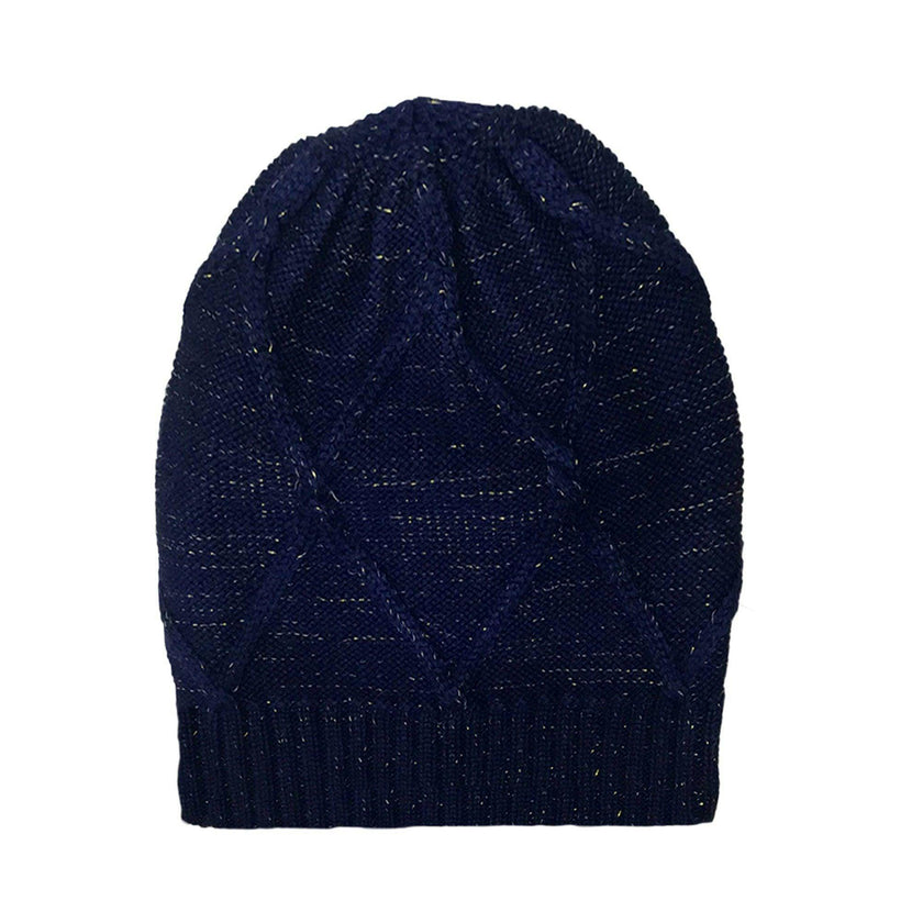Diamond Lurex Knit Hat (Snap On Pom Sold Separately)