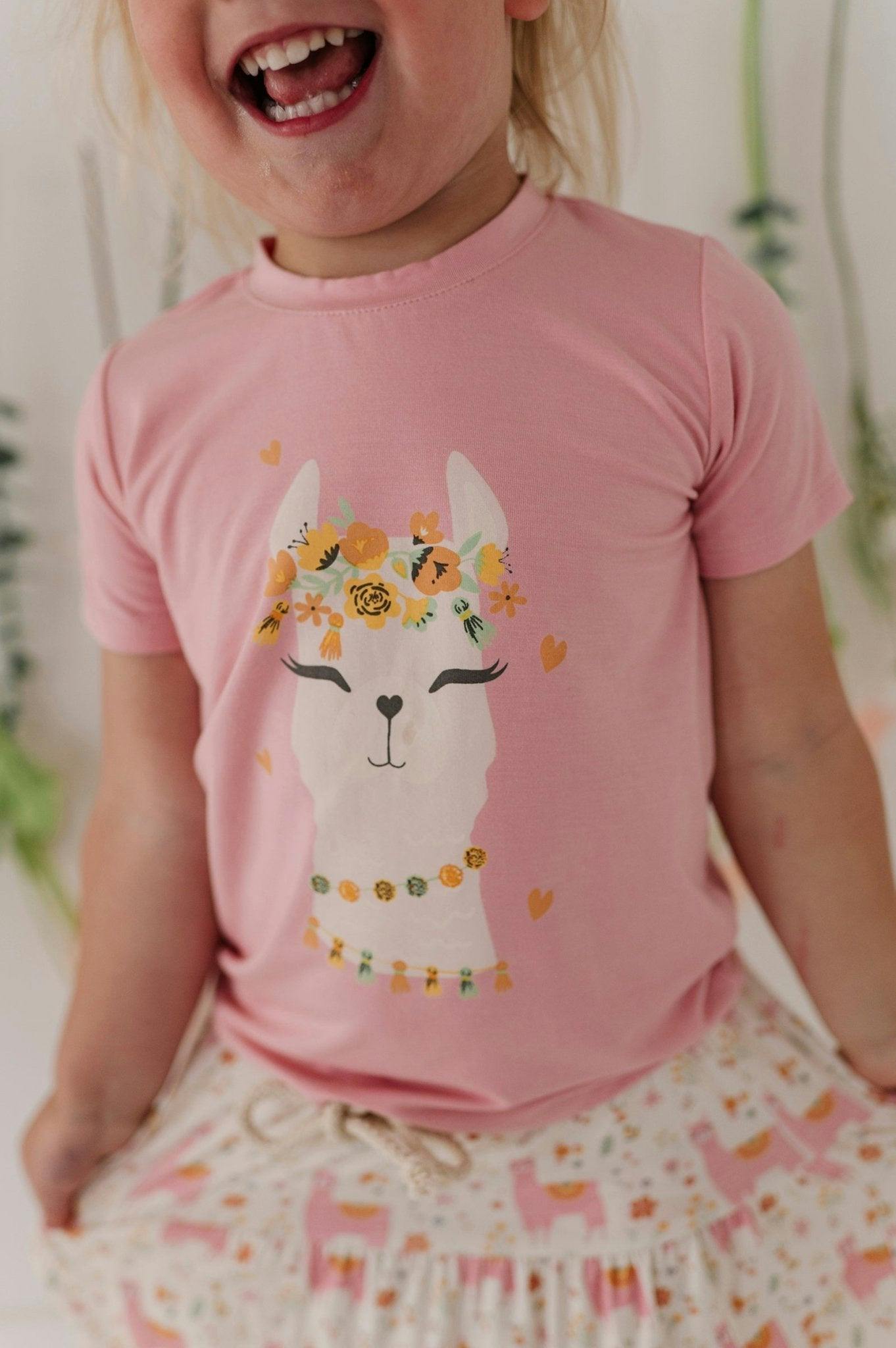 Girl's Short Sleeve Tee in Summer Blooms