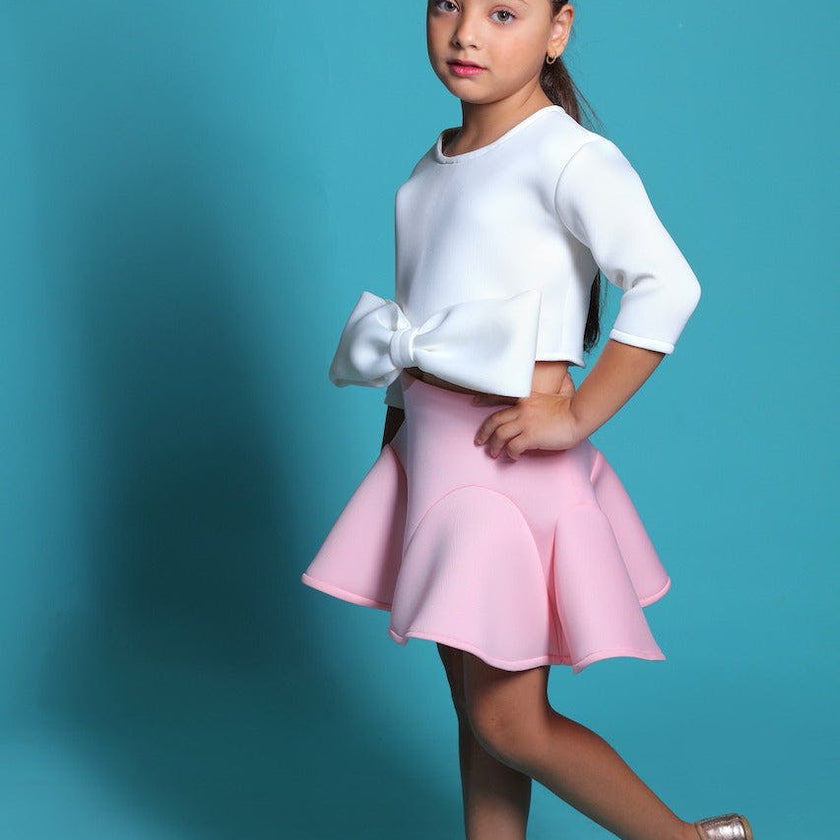 White Jessica Bow Applique Outfit