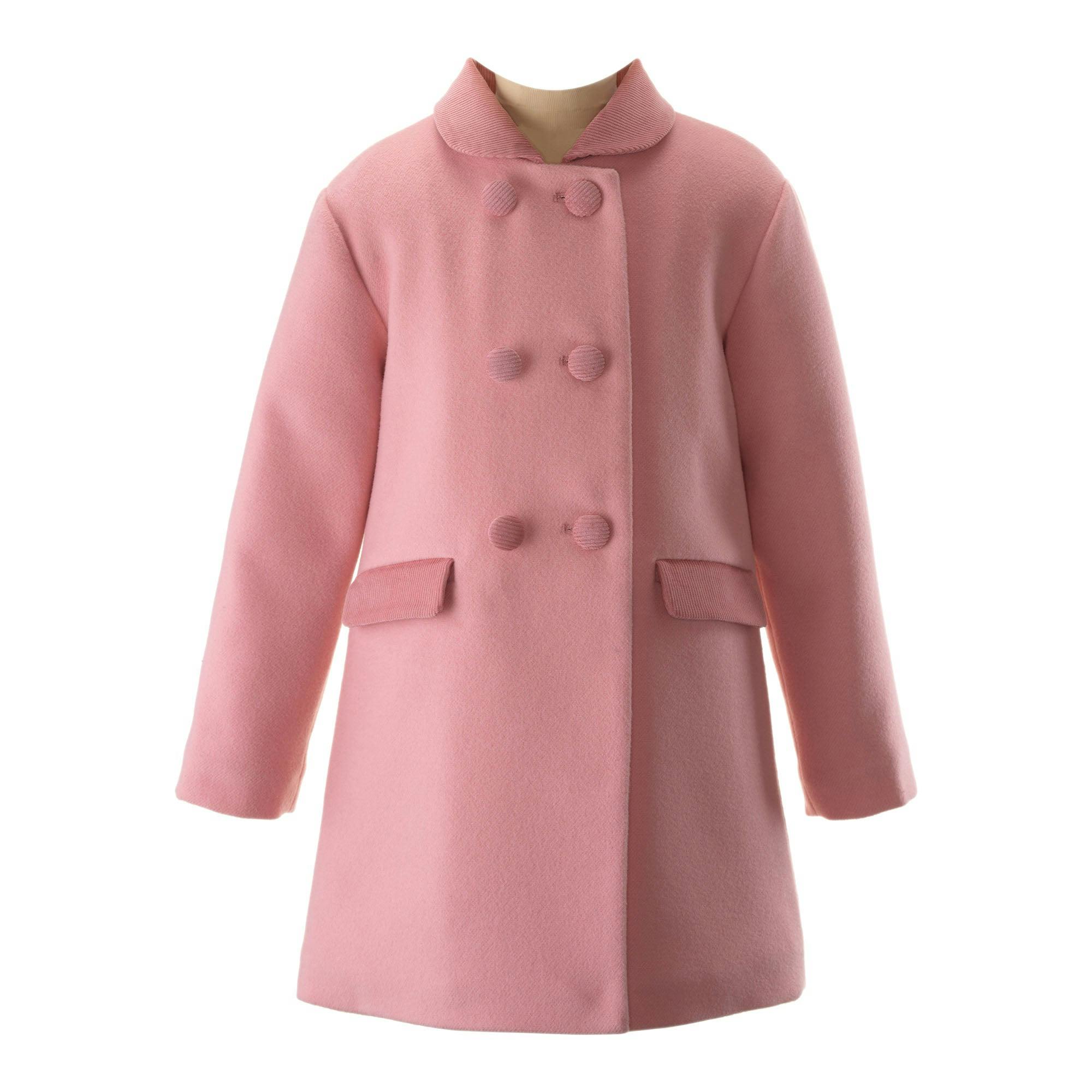 Velvet Collar Trim Pocket Flap Double Breasted Dress Coat