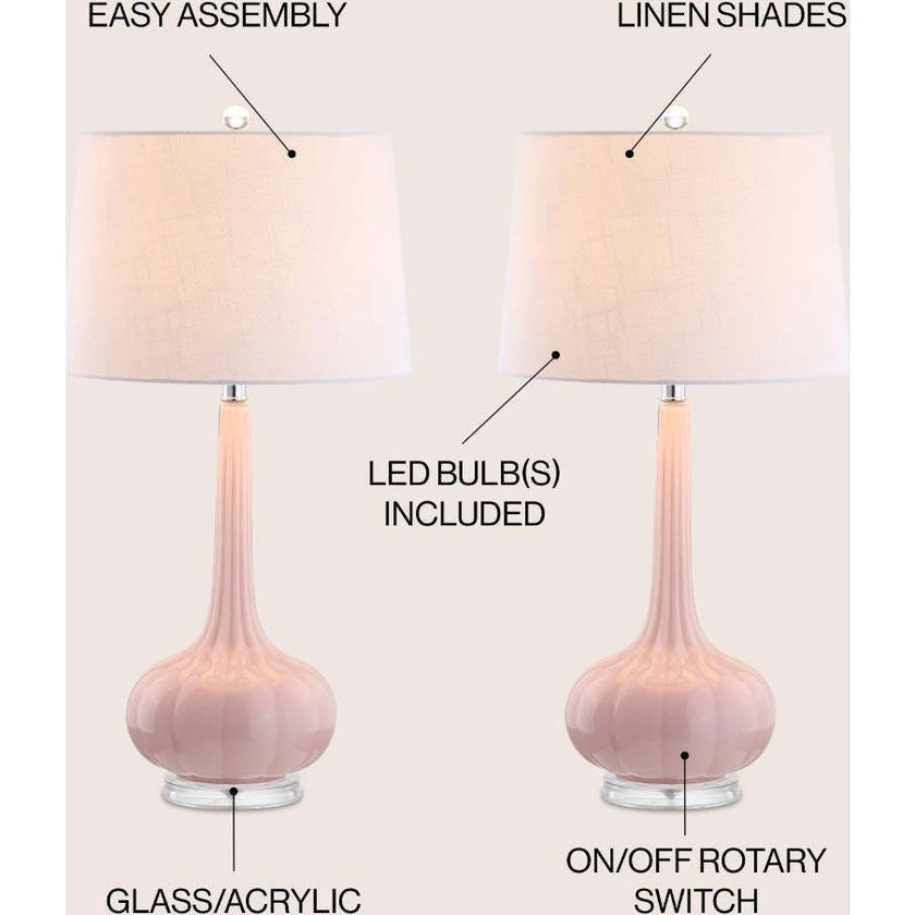 Bette 28.5" Glass Teardrop LED Table Lamp Set 2