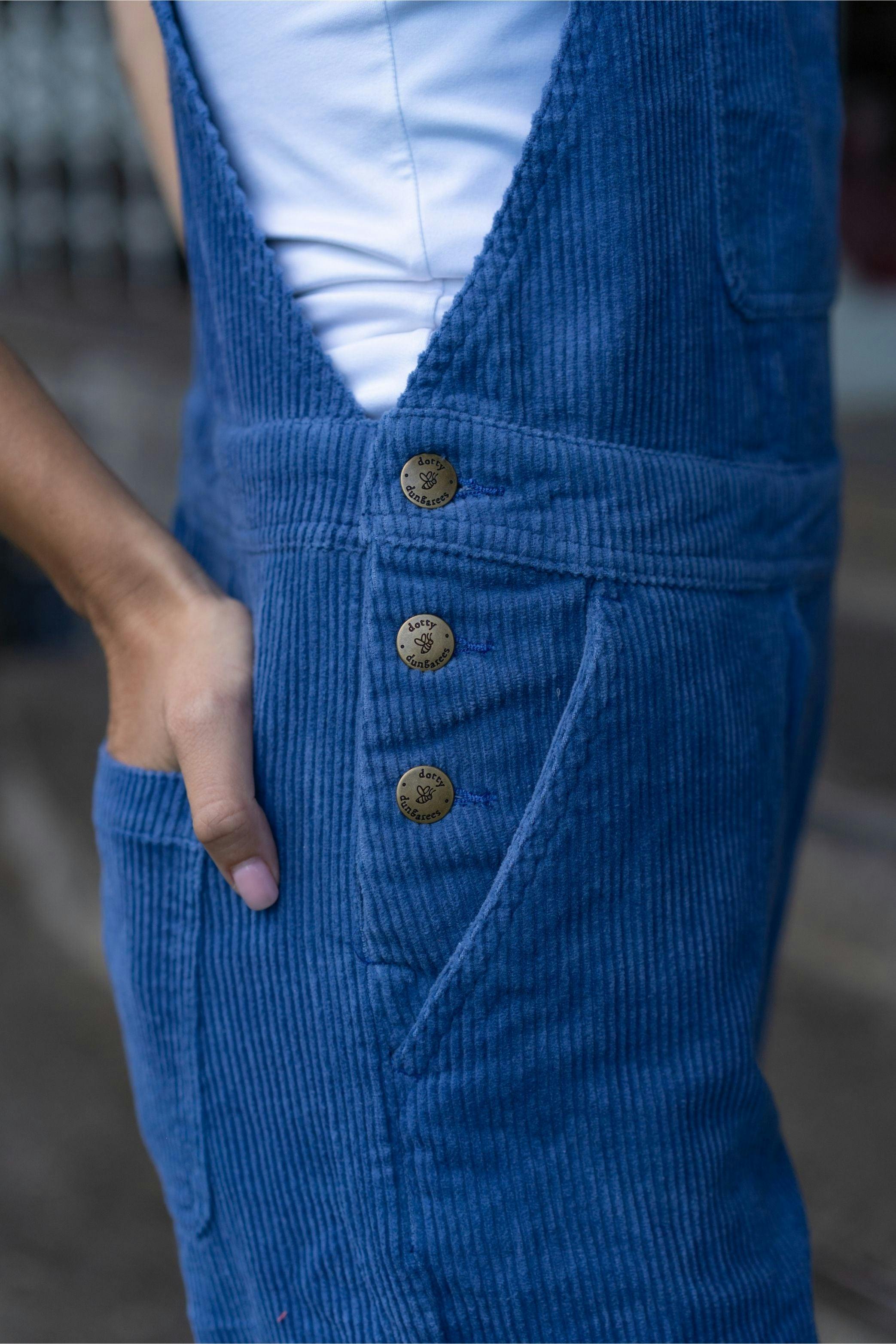 Adult Blue Chunky Cord Overalls