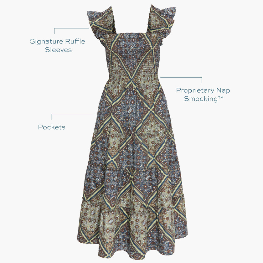The Ellie Nap Dress - Olive Equestrian Scarf