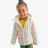 Kids stripe fleece-lined puffer jacket