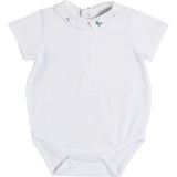 Plane Embroidery Short Sleeve Bodysuit in White (3mths-3yrs)